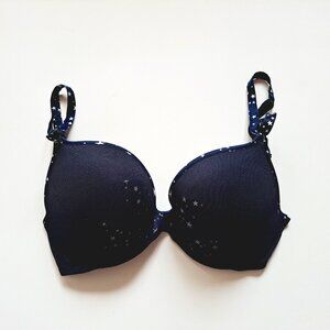 Chantal Thomass Navy Blue Star Print Bra Size 34 D